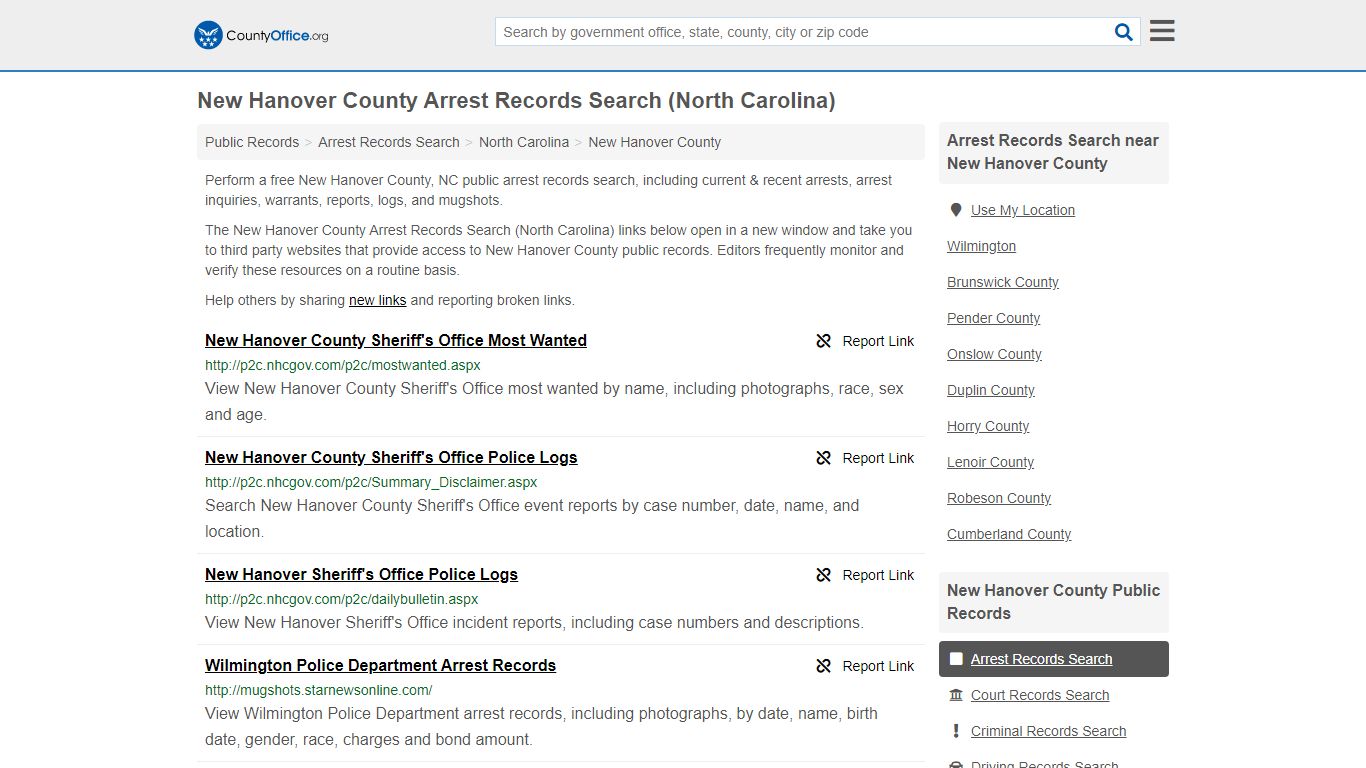 New Hanover County Arrest Records Search (North Carolina) - County Office