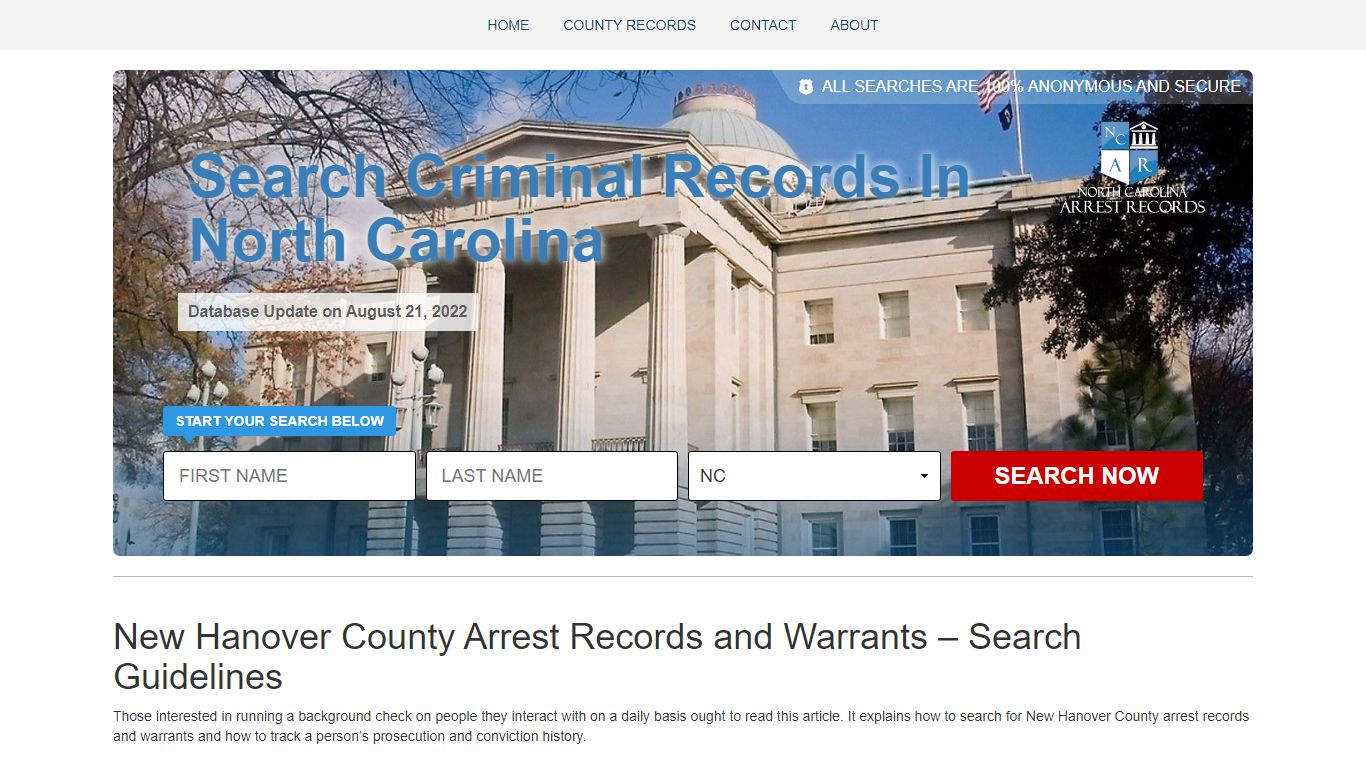 New Hanover County Arrest Records and Warrants