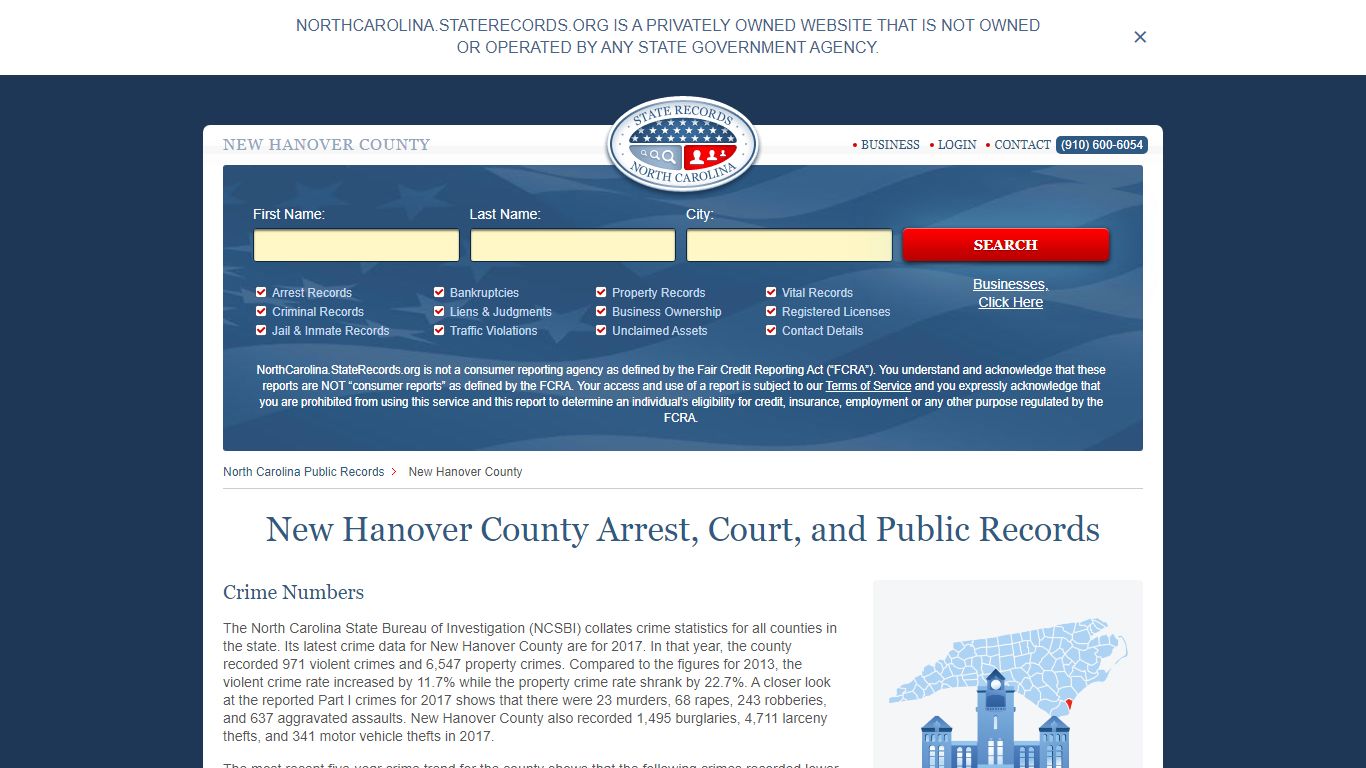 New Hanover County Arrest, Court, and Public Records